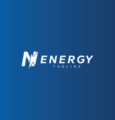 Initial letter N power energy logo design with thunderbolt vector icon