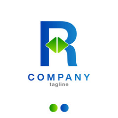 R letter Stock market growth arrow vector logo design