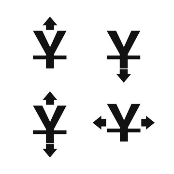 China Yuan sign icon set. Yuan with arrows in vector. Chinese currency symbol. CNY exchange