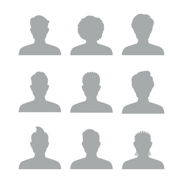 Set of men avatar faces isolated on white background. Man avatar profile.  Different human face icons. Vector stock