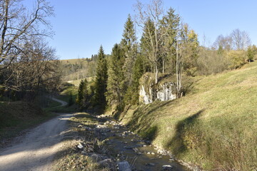 Fototapeta na wymiar Wieś Biała Woda, rezerwat przyrody, Małe Pieniny, Małopolska, Obszar Natura 2000