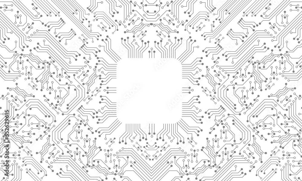 Poster Grey circuit line technology pattern on white background vector