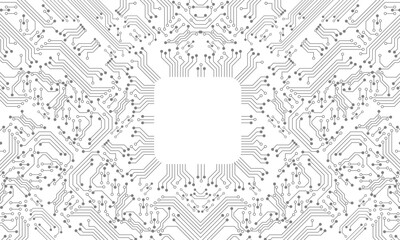 Grey circuit line technology pattern on white background vector - 552629615