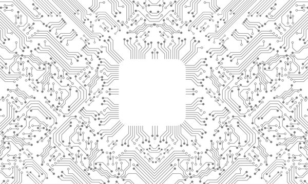 Grey circuit line technology pattern on white background vector