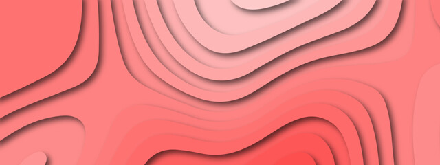 Red background.3D papercut layers, paper cut vector art background banner texture website template, wave paper cut. Abstract red paper cut style design.3d topography relief