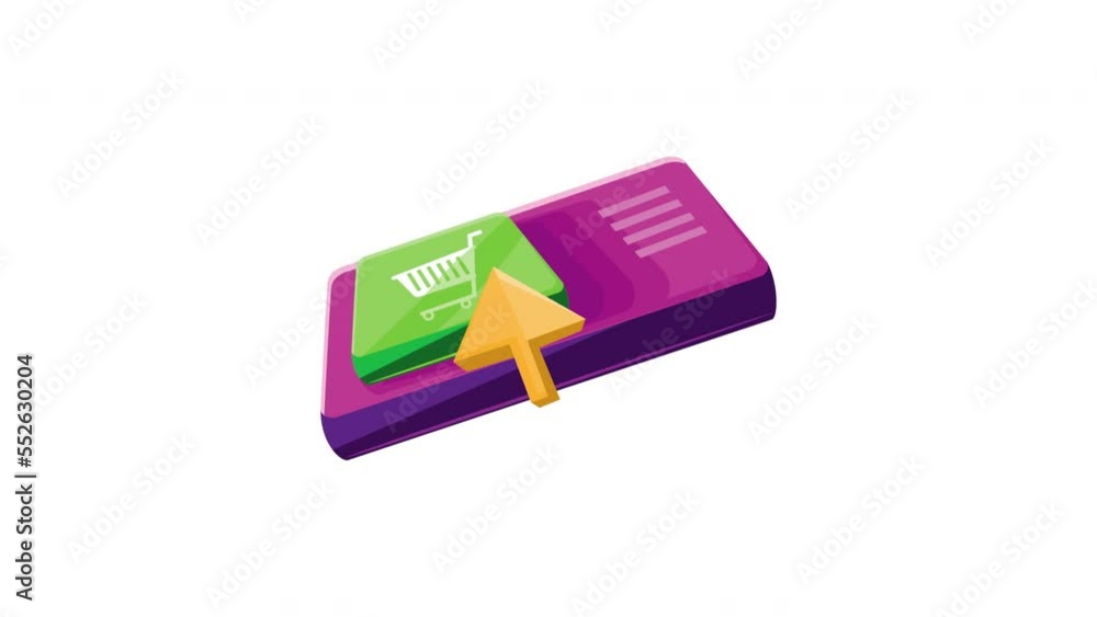 Poster shopping cart with cursor button ecommerce
