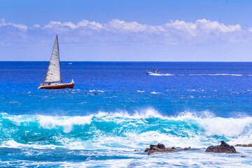 Bateaux en mer , boucan canot, île de la Réunion 