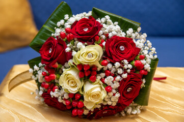 Colored Flower bouquet for wedding day or a important day with roses