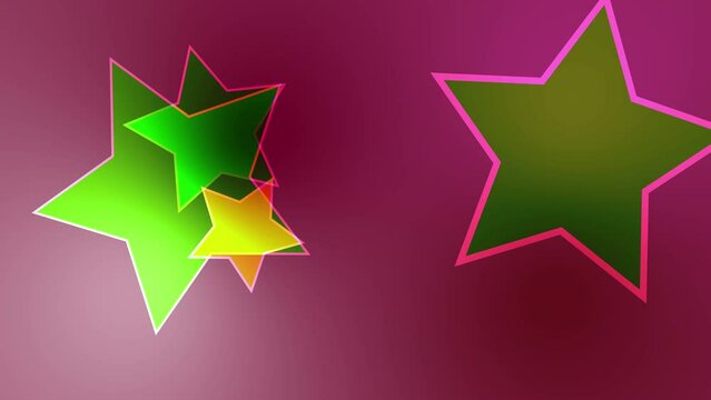 Moving green stars on colorful background bright gradient