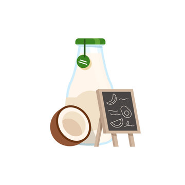 coconut water,flat design icon vector illustration