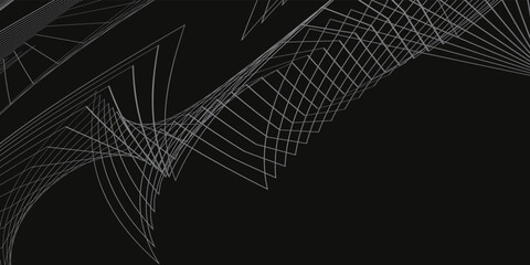 Black abstract banner background. Dark deep black dynamic vector background with wavy lines. Modern creative premium gradient.