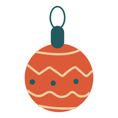 Christmas ball with ornament vector cartoon illustration isolated on a white background.