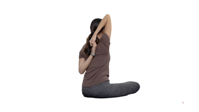 Slim fit Asian woman Internet coach yoga and meditation coaching videos make them feel relaxed, female happiness, Stretching the muscles of the body and practicing proper breathing, Exercise concept.