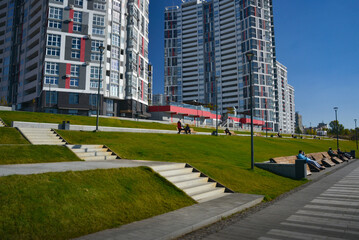 Fototapeta premium Recreation and walking area near the residential complex.