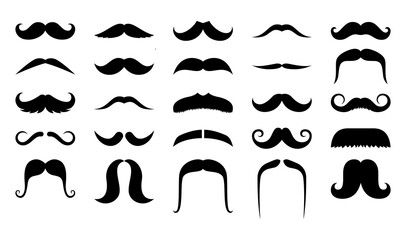 Mustache collection set isolated on white background.