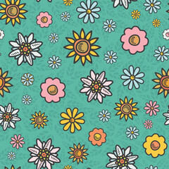 Green Spring Meadow Vector repeat pattern background design