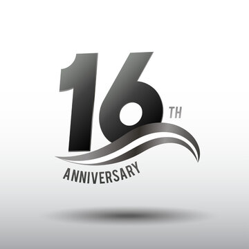 16 Years Anniversary elegant swoosh Line Celebration
