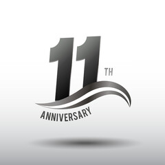 11 Years Anniversary elegant swoosh Line Celebration