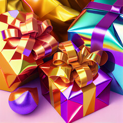 Colourful shiny Christmas Presents