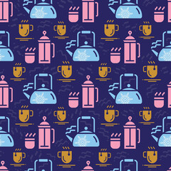 Purple Tea Party vector repeat pattern background design