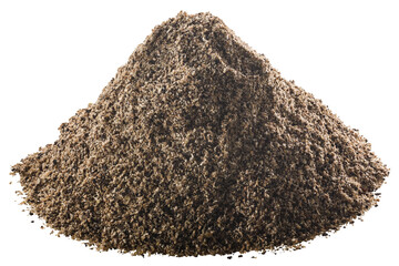 Ground black pepper powder pile isolated png