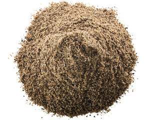 Ground black pepper pile top view isolated png