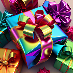 Colourful shiny Christmas Presents