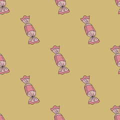 Candy vector seamless pattern. Cute repeat background for textile, design, fabric, cover etc.