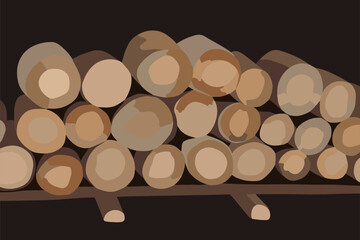 Vector isolated illustration of harvested pine firewood.