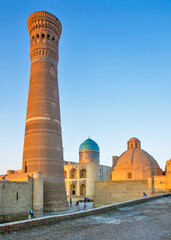 Kalan minaret and Mir-i-Arab madrasa of Po-i-Kalan (Poi Kalan) - islamic religious complex in Bukhara. Uzbekistan