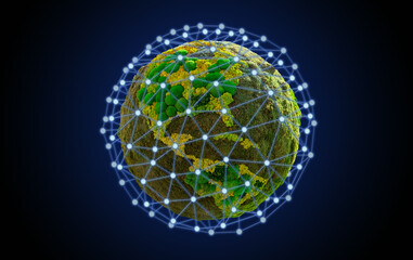 Planet earth in internet network network and cyberspace. Concept. 