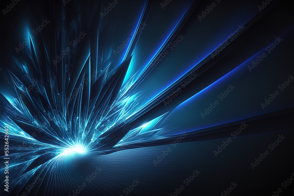 Poster wallpaper with an abstract blue light pattern generative ai