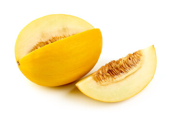 Yellow melon, isolated on white background.