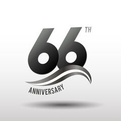 66 Years Anniversary elegant swoosh Line Celebration