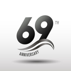 69 Years Anniversary elegant swoosh Line Celebration