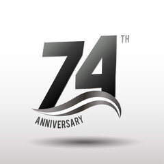 74 Years Anniversary elegant swoosh Line Celebration