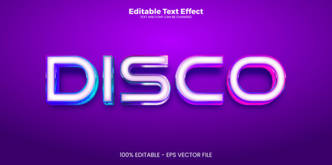 Disco editable text effect in modern neon style