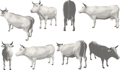 set of animals white background cow design collection.