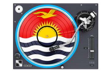 Phonograph Turntable with Kiribatian flag, 3D rendering