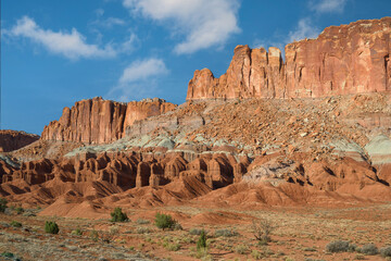 Fluted Wall rock formation in Capitol Reef National Park, Utah