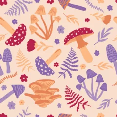 Rollo Mushrooms Seamless Pattern Vector Illustration © Daniela