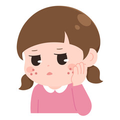 Obraz premium お肌を気にする女の子のイラスト