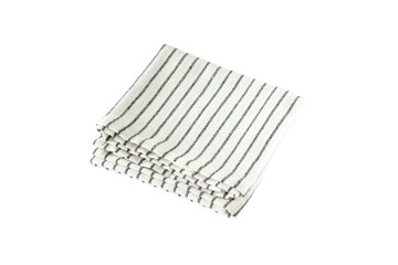 Kitchen linen white with gray stripes towel on an isolated white background