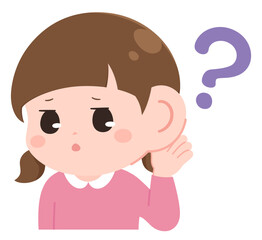 中耳炎の症状_難聴_聞こえない女の子のイラスト
