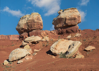 Twin Rocks formation in Capitol Reef National Park, Utah