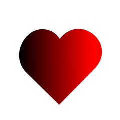 red heart top view on a white background, copy space and mock up