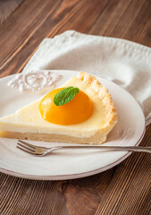 Fototapeta premium Peach tart with mascarpone cream