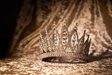 Luxury golden glamour crown, diadem for queen, bride and princess
