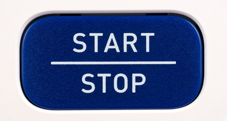blue start stop button, macro