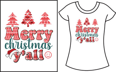 Merry Christmas y'all. Christmas t-shirt design for the gift.